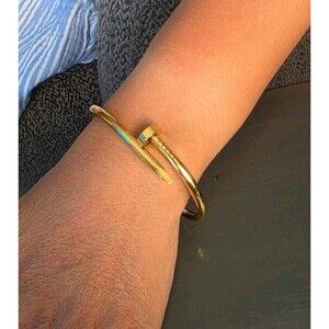 Fashion Nova Gold Tone Metal Nail Cuff Bangle Bracelet NWT Keep Nailing It OS